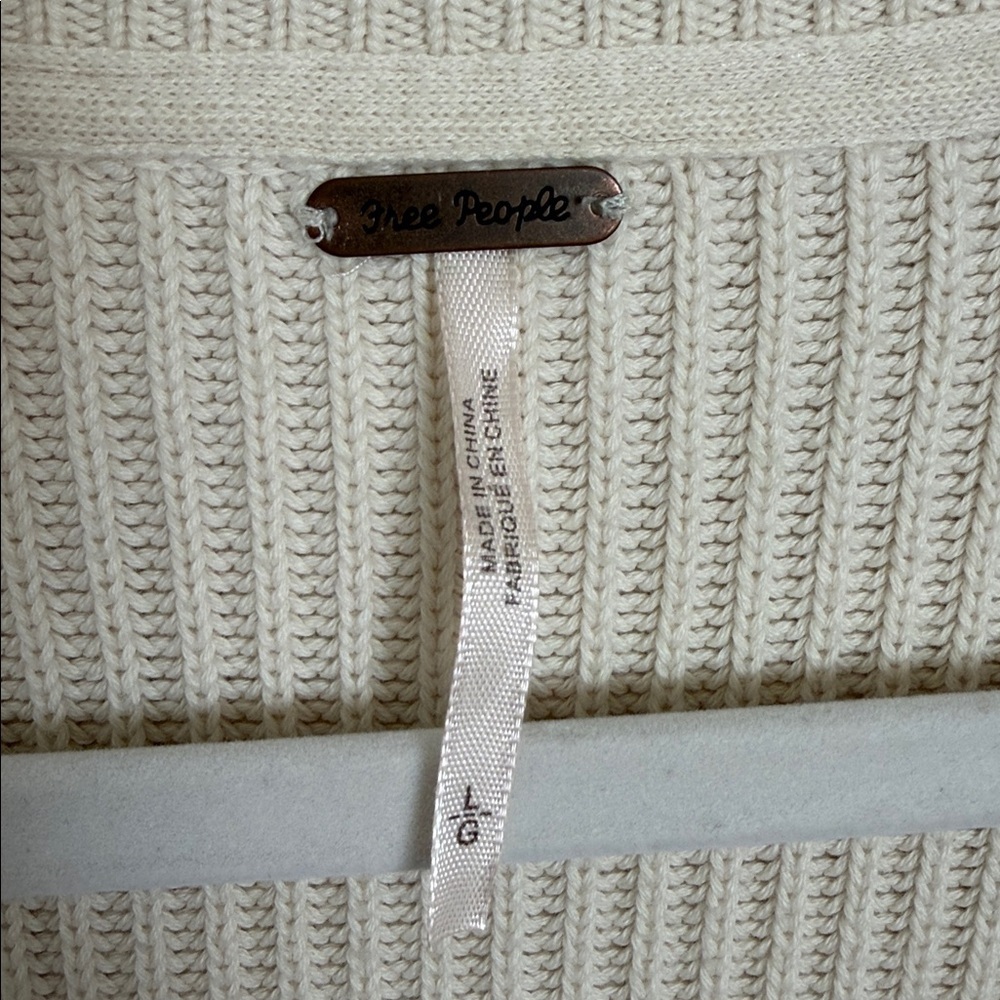 Free People Allure Pullover Ribbed Knit Oversized Sweater Cream Size Large - Picture 4 of 8